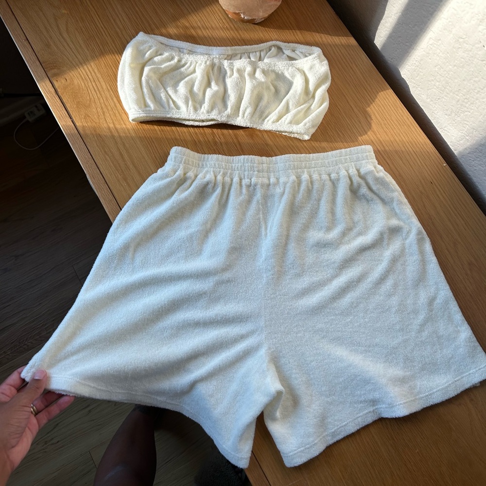 all the babies White Terry Cloth Bandeau and Shorts Set - Picture 2 of 4